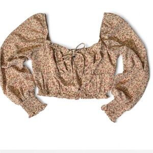 NWT Women’s Floral Puff Sleeve Crop Top Small